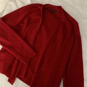 Eileen Fisher red open cardigan